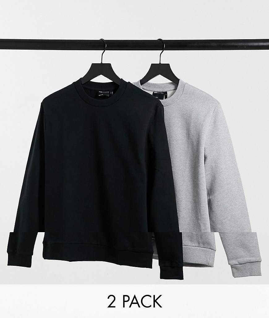 ASOS DESIGN organic sweatshirt 2-pack black/gray marl-Multi