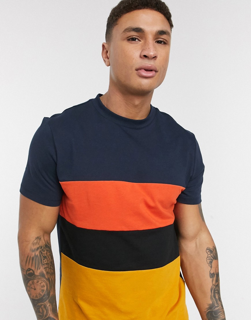 ASOS DESIGN organic t-shirt with colour block in navy