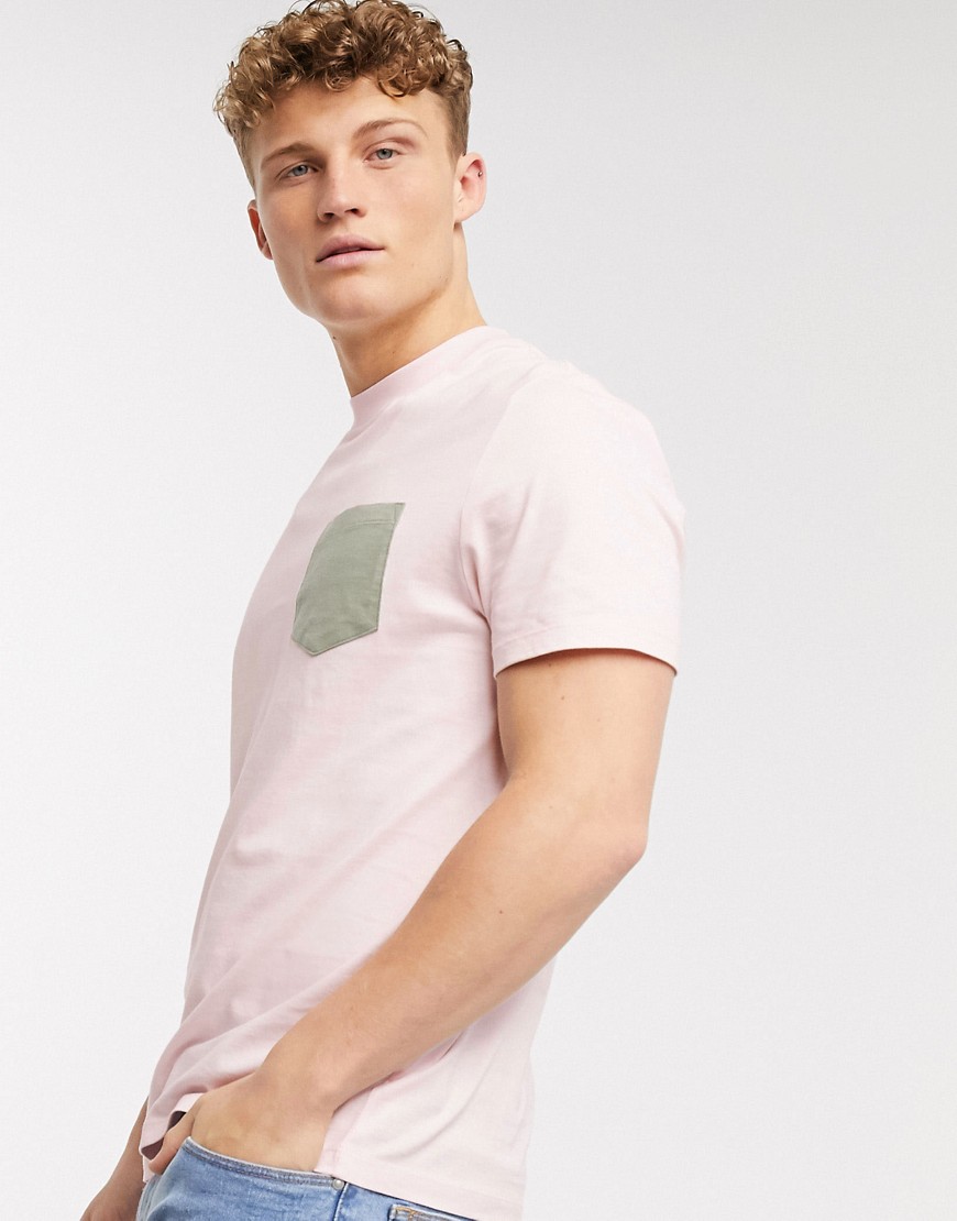 ASOS DESIGN organic t-shirt with contrast pocket in pink