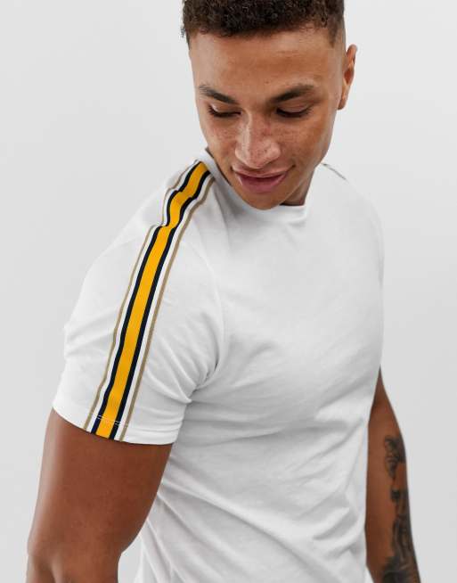 ASOS DESIGN organic t shirt with contrast shoulder taping in white