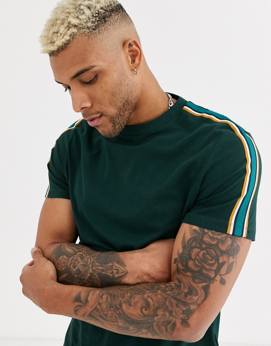 ASOS DESIGN organic t-shirt with contrast taping in green