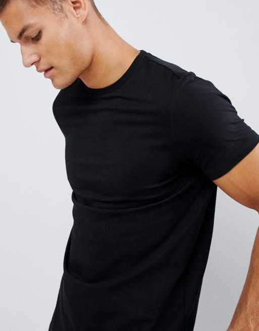 ASOS DESIGN t-shirt with notch neck in black