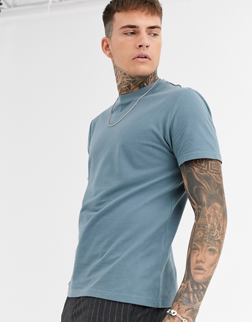 ASOS DESIGN organic t-shirt with crew neck in pique in blue