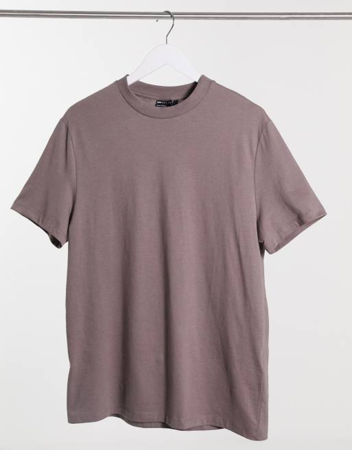 ASOS DESIGN organic t-shirt with crew neck in washed brown | ASOS