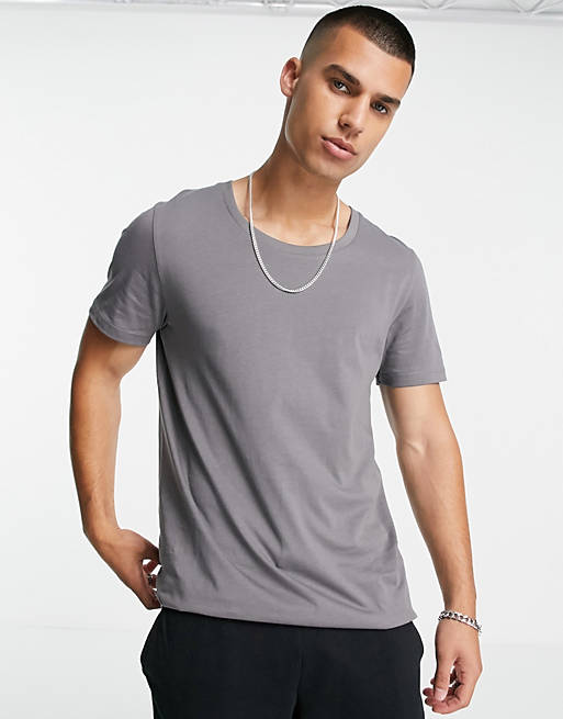 ASOS DESIGN t-shirt with scoop neck in washed black - BLACK