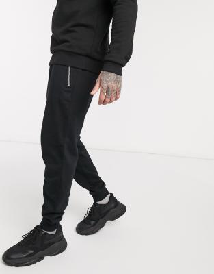 black zip pocket joggers