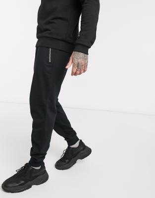 black zip joggers