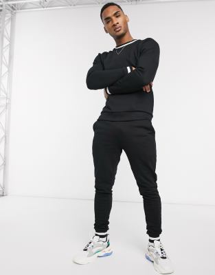 black ribbed tracksuit