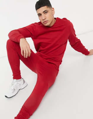 red skinny sweatpants