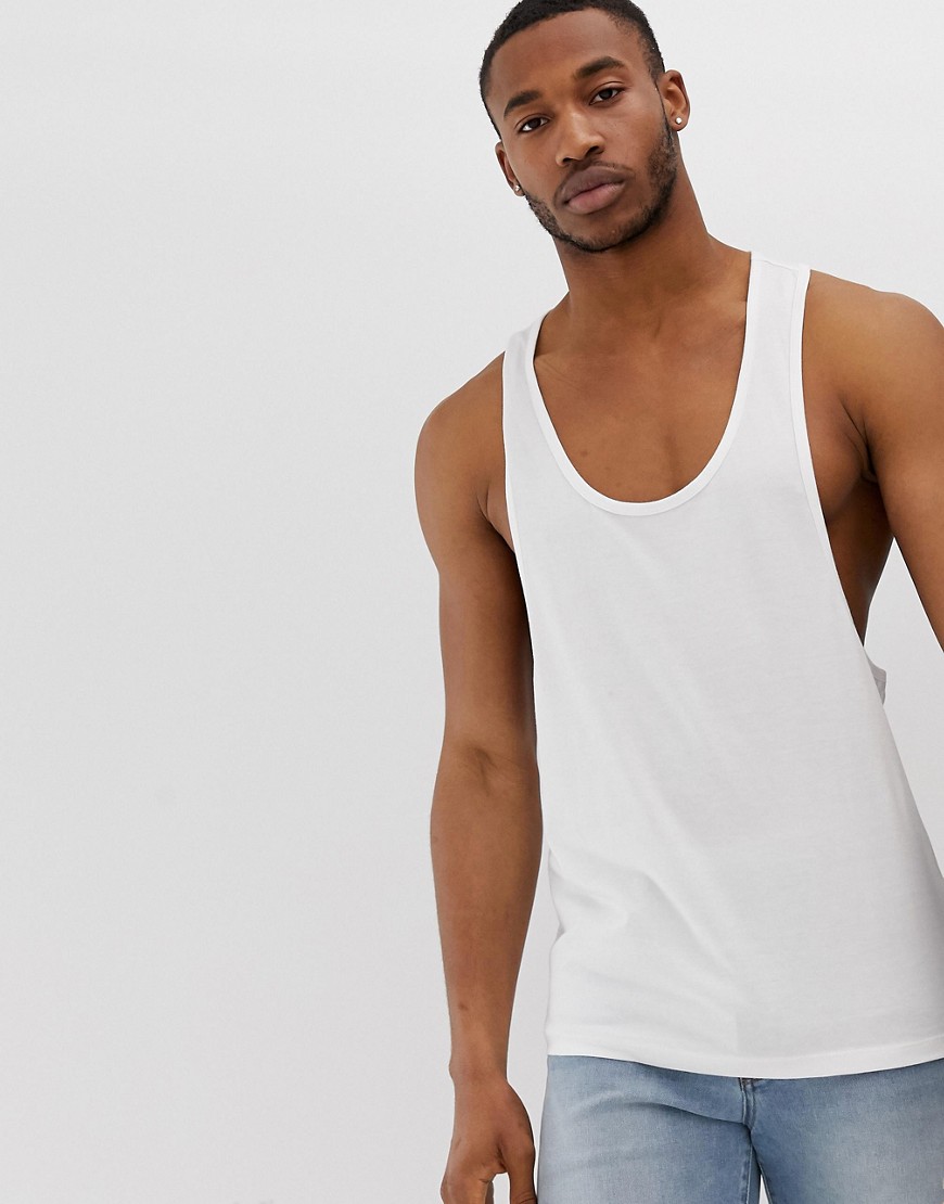 ASOS DESIGN organic vest with extreme racer back in white