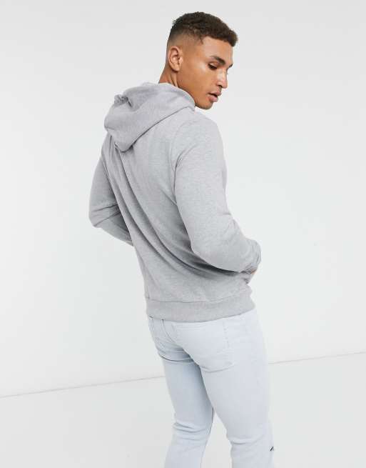 ASOS DESIGN organic zip up hoodie in gray marl