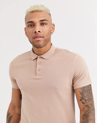 ASOS DESIGN  Beige pikétröja i ekologiskt material Beige
