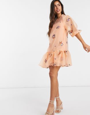 peach organza dress