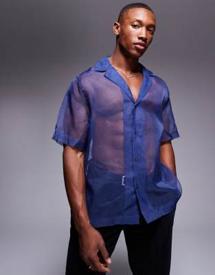 ASOS DESIGN organza shirt in blue