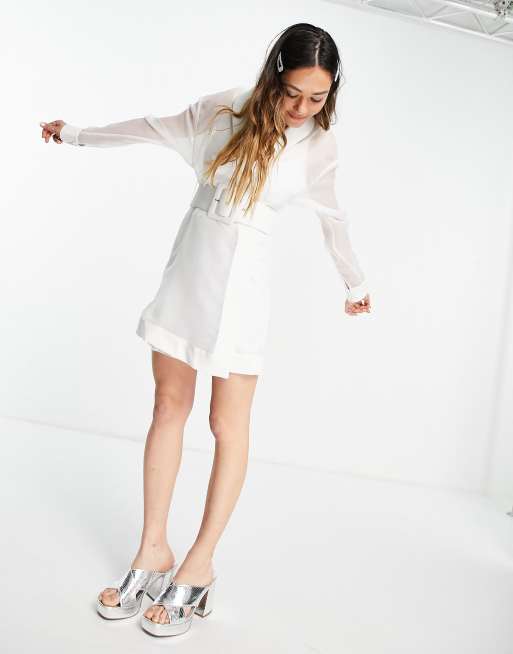 ASOS DESIGN organza tux dress with PU collar and belt