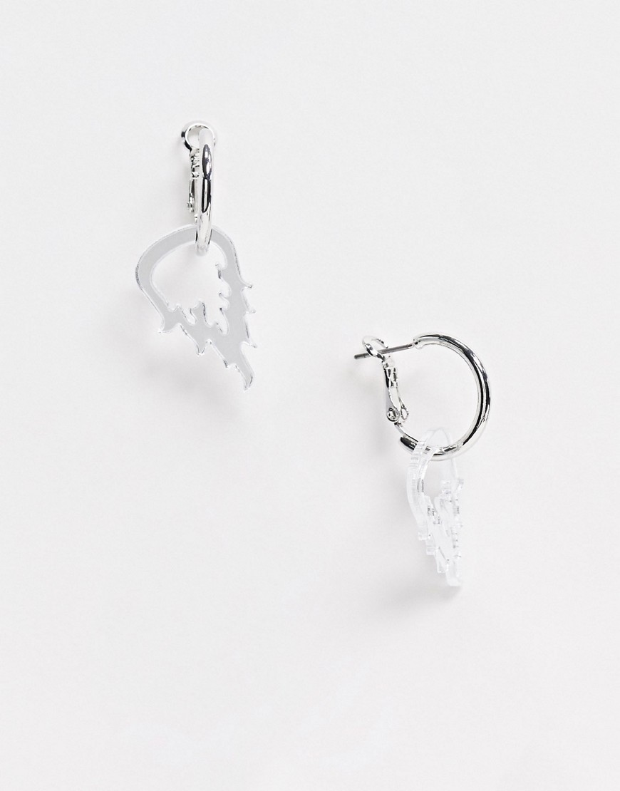 ASOS DESIGN – Örhängen med hängade spegelflamma-Silver
