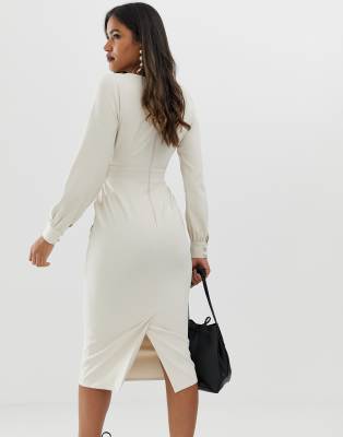 asos design origami twist midi pencil dress