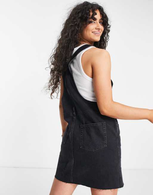 ASOS DESIGN original denim dungaree pinny in washed black