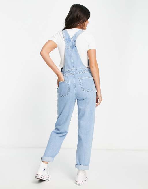 ASOS DESIGN Curve 'original' denim dungarees in midwash