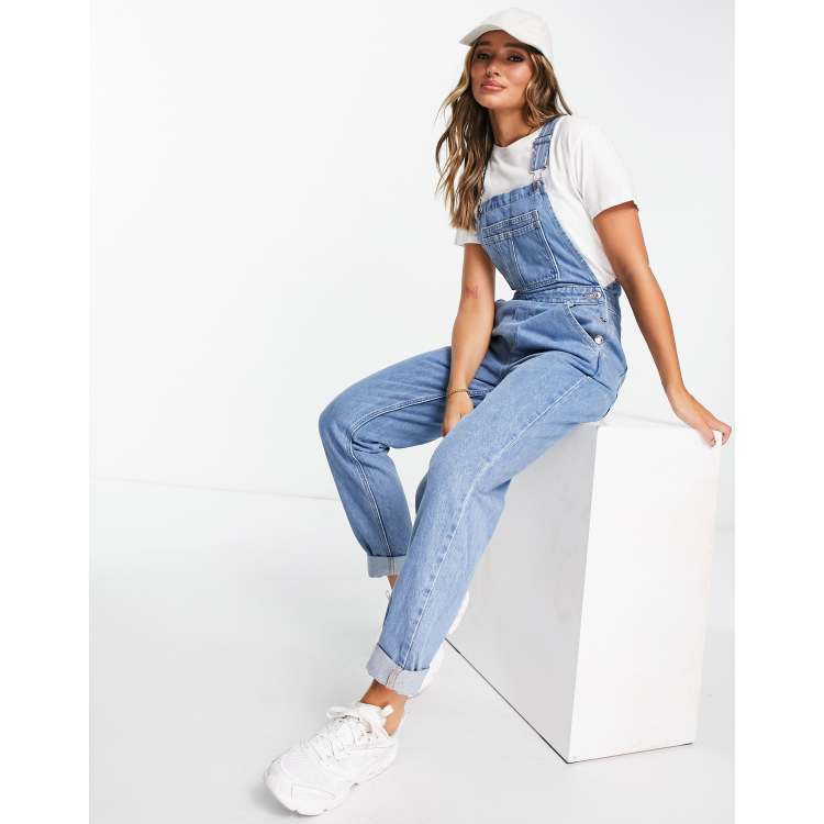 ASOS DESIGN 'original' denim dungarees in midwash