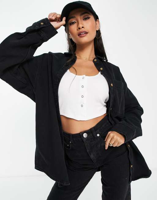 ASOS DESIGN - Original - Denim overhemd in zwarte wassing