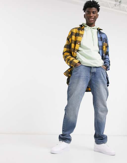 ASOS DESIGN - Original-fit jeans met donkerblauwe vintage wassing