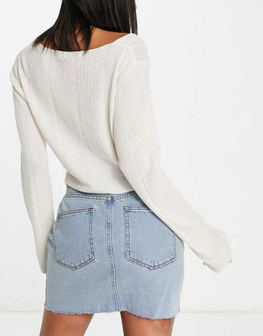 ASOS DESIGN - "Original" mininederdel i mellemvasket denim , 2 af 4