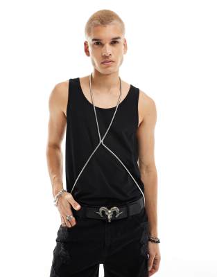 ASOS DESIGN - Ornamento per il corpo con catena snake spessa color argento
