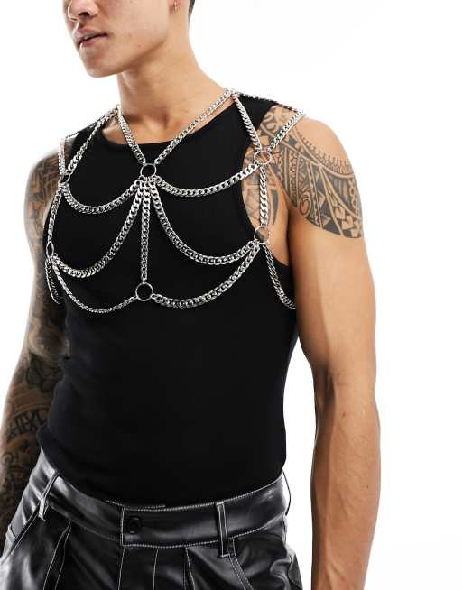 ASOS DESIGN - Ornamento per il corpo con catena spessa color argento