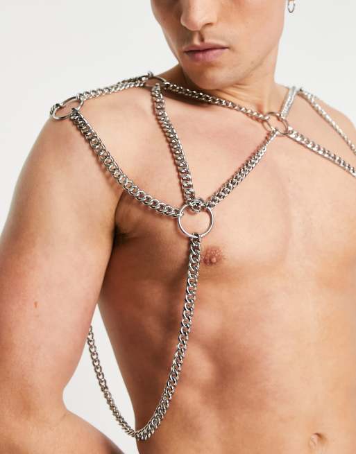 ASOS DESIGN - Ornamento per il corpo da festival con catenine color argento, 2 di 4