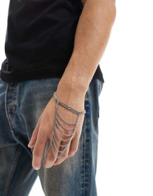 ASOS DESIGN - Ornamento per le mani con catena color argento