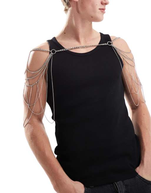 ASOS DESIGN - Ornamento per le spalle argentato con catenine pendenti, 2 di 4