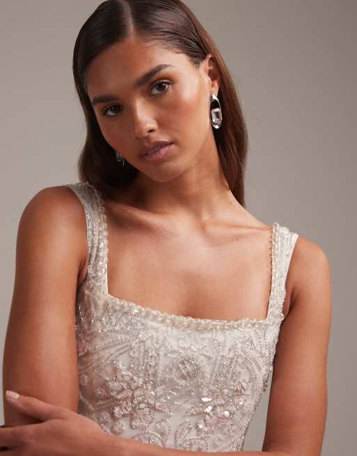 white christmas dresses Rent Asos Edition Embellished Gathered Waist Mini Dress In Bright Blue