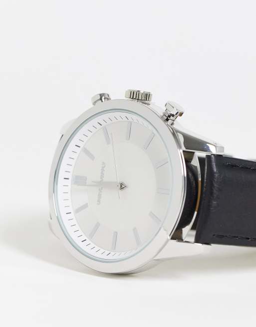 ASOS DESIGN - Orologio classico con cinturino in pelle, colore nero