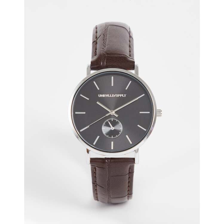 ASOS DESIGN Orologio classico con quadrante nero e cinturino in