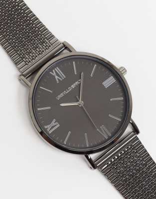 ASOS DESIGN - Orologio con cinturino in acciaio inossidabile in rete colore canna di fucile opaco