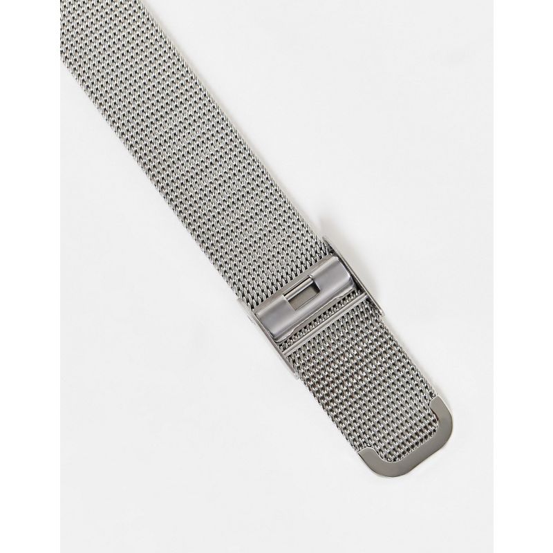 Uomo Orologi DESIGN - Orologio in maglia argento con quadrante nero