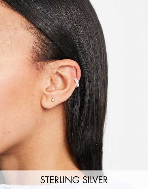 ASOS DESIGN – Öronsmycke med kristall i sterlingsilver
