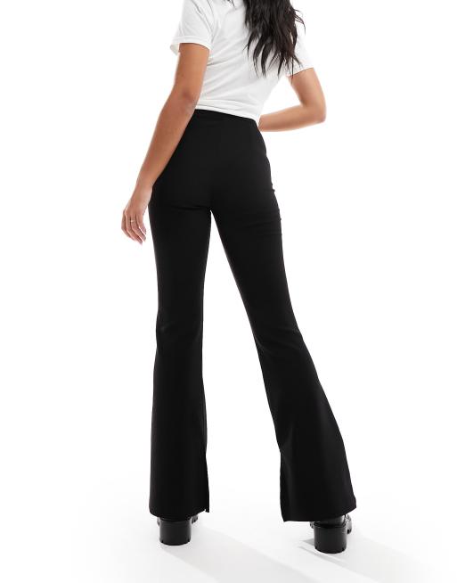 ASOS DESIGN - Ottomaanse geribbelde flare-broek met split aan de zoom in zwart, 4 van 5