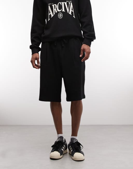 ASOS DESIGN - Ottoman - Losse jersey short met textuur in zwart, 2 van 5