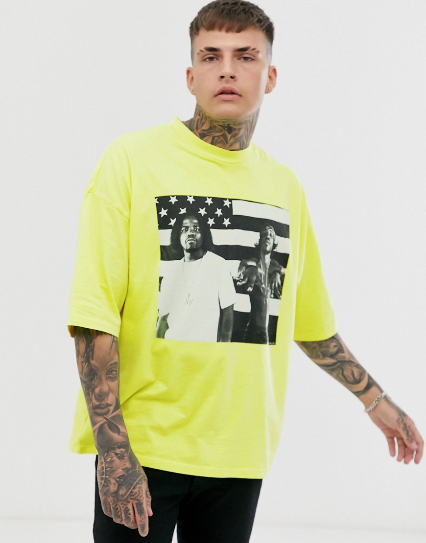 ASOS DESIGN Outkast oversized t-shirt with front print-Yellow