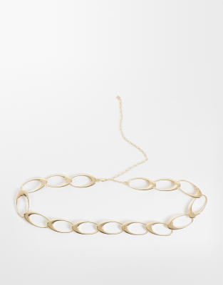 Asos Design Oval Chain Belt In Gold