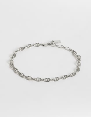 Asos Design Oval Link Chain Bracelet In Silver