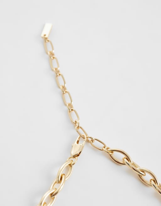 ASOS DESIGN oval link chain necklace in gold, 4 of 4