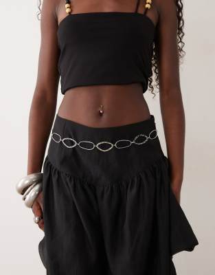 Asos Design Oval Ring Chain Belt In Silver