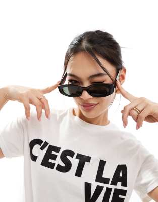 ASOS DESIGN ASOS DESIGN oval sunglasses in black