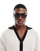 ASOS DESIGN festival oval sunglasses with smoke lens and black frame
