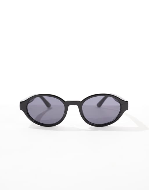 ASOS DESIGN oval sunglasses in black