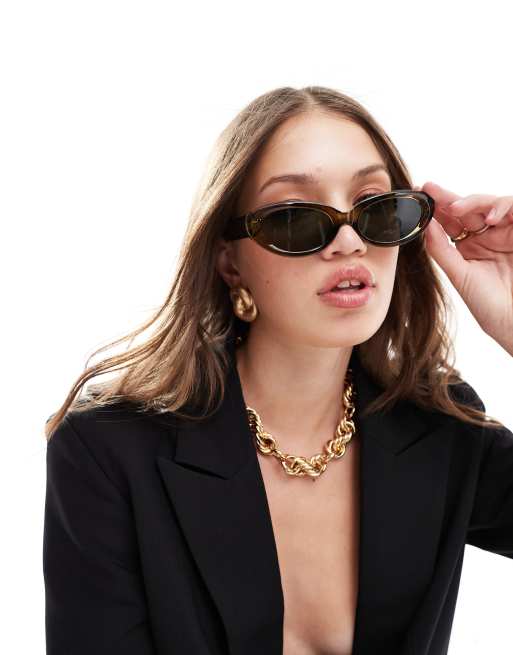 ASOS DESIGN oval sunglasses in crystal green , 4 of 4