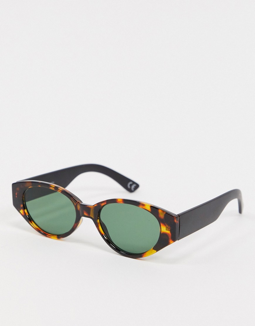 ASOS DESIGN oval sunglasses in tort with matt black arms-Brown